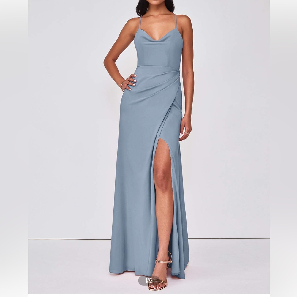 Azazie Eilish Dress in Dusty Blue
